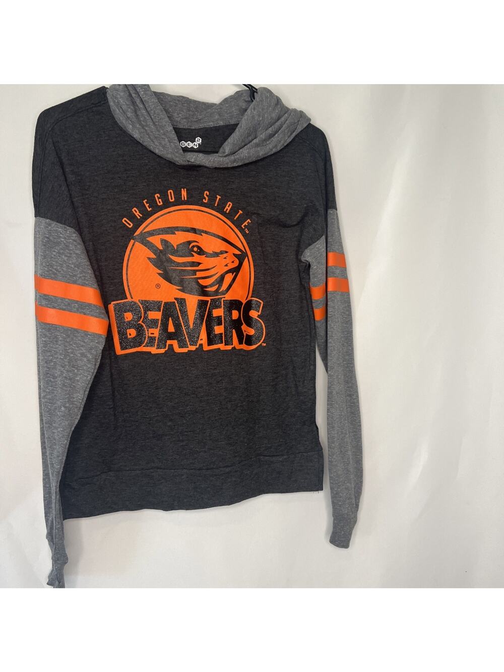 Gen2 Womens Large Black Oregon State Beavers Long Sleeve Hooded Pullover Shirt